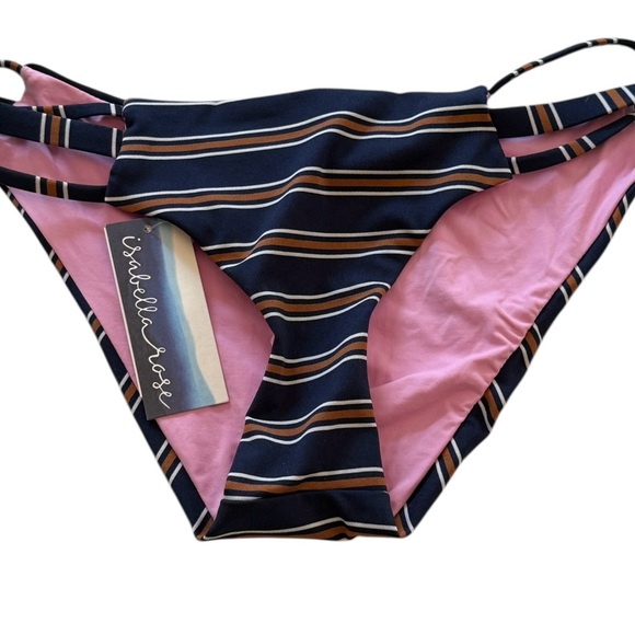 Isabella Rose Striped Pink and Black Bikini Set Size Small NWT - Picture 5 of 15
